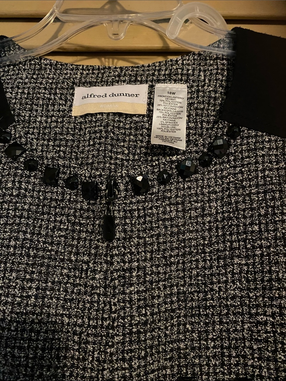 Alfred Dunner Black and White Tweed Jewel-Trim pant suit